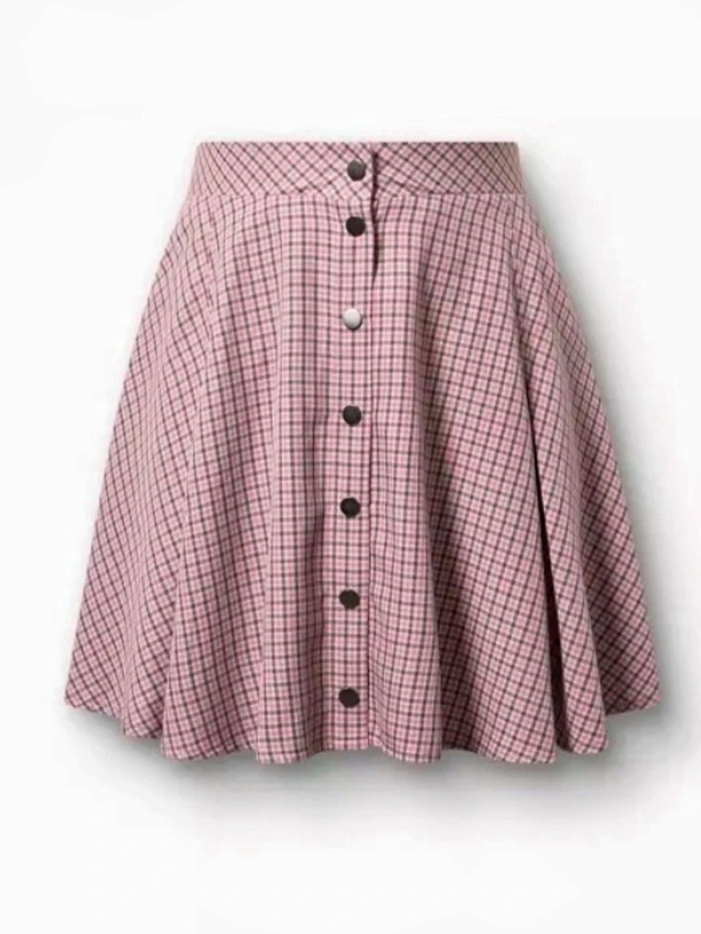 NWT TORRID Skater Button-Front Mini Skirt Pink & Black Plaid 3X